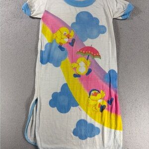 Vintage 1980s Dr. Denton Toddler Duck Pajama Nightgown Dress
